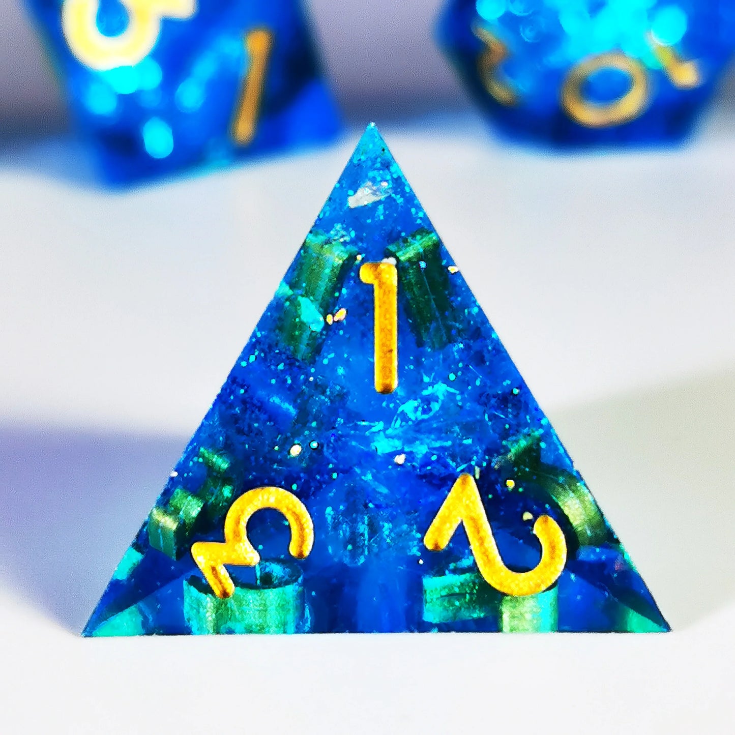 DnD Dice Set - 7 Piece Sharp Edge Resin Polyhedral Dice, Blue Design for Dungeons & Dragons, High-Quality RPG Gaming Dice