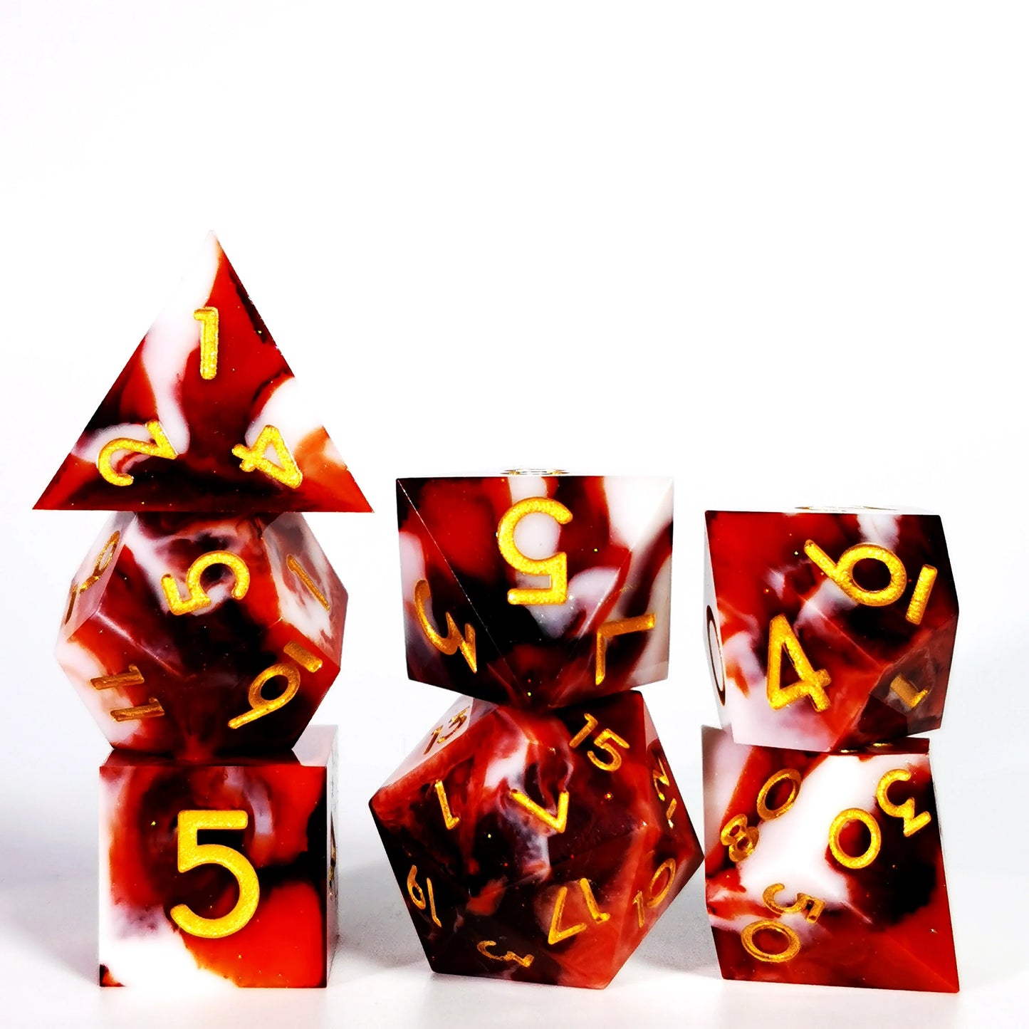 DnD Dice Set - 7 Piece Sharp Edge Resin Polyhedral Dice, Blue Design for Dungeons & Dragons, High-Quality RPG Gaming Dice