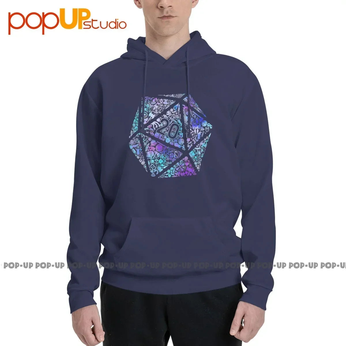 Colorful Mosaic D20 Dnd Dungeon Dragon Hoodie Sweatshirts Hoodies Cool Retro Novelty Best Quality