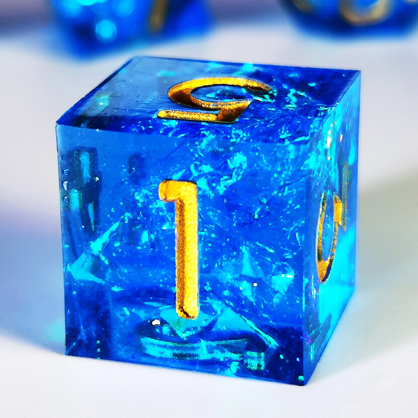DnD Dice Set - 7 Piece Sharp Edge Resin Polyhedral Dice, Blue Design for Dungeons & Dragons, High-Quality RPG Gaming Dice