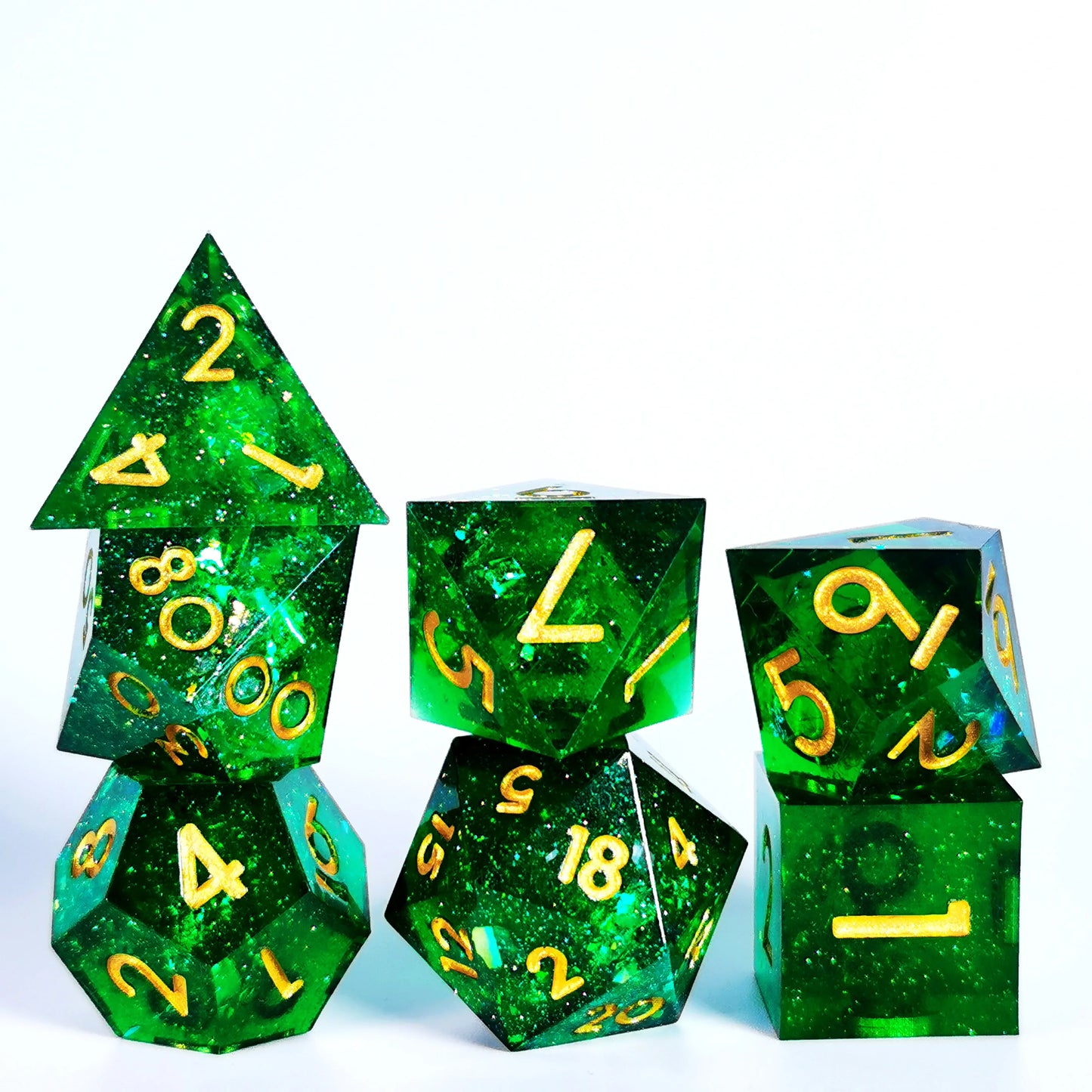 DnD Dice Set - 7 Piece Sharp Edge Resin Polyhedral Dice, Blue Design for Dungeons & Dragons, High-Quality RPG Gaming Dice