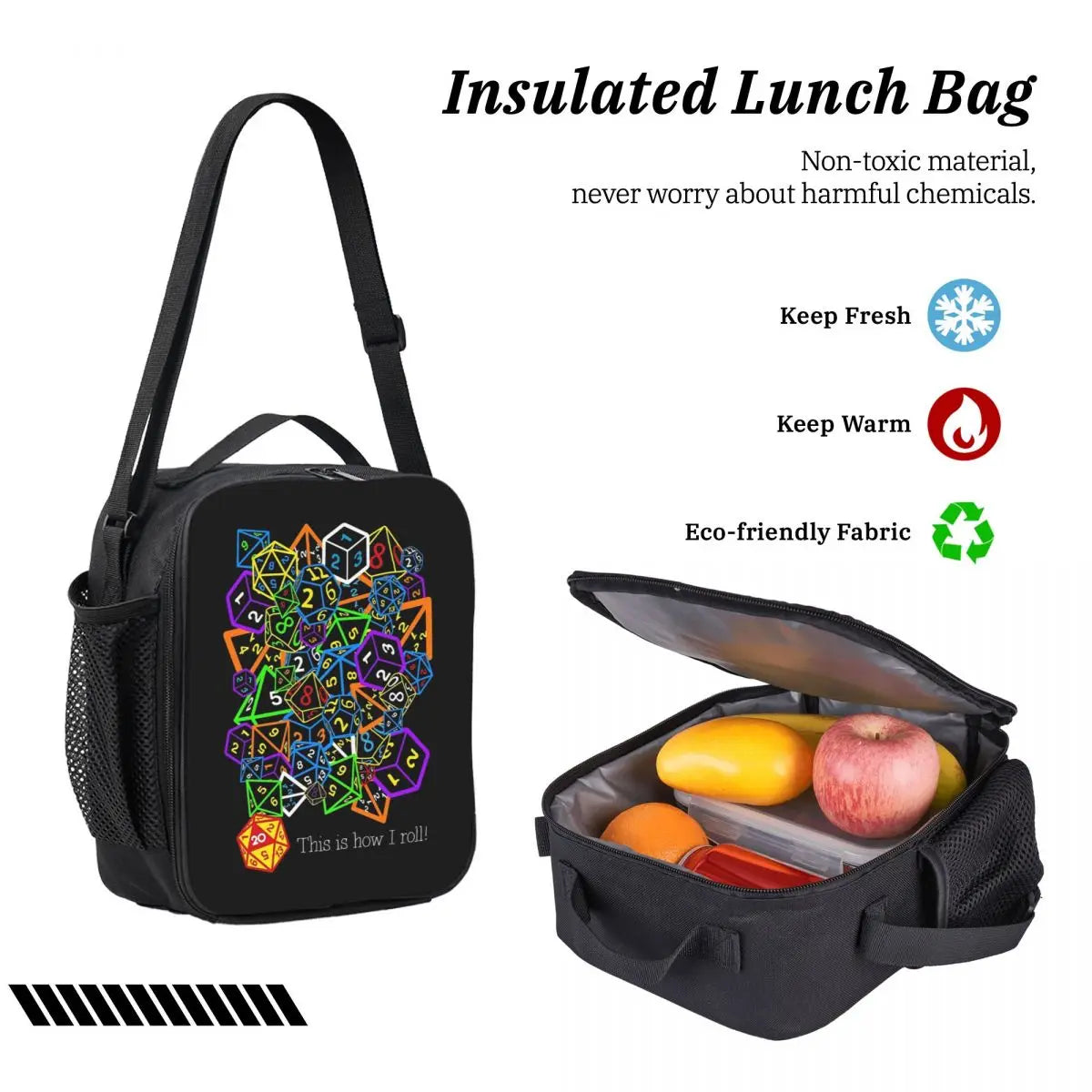 D&D (Dungeons And Dragons) This Is How I Roll Backpack Student Boys Girls BookBag School Bag 3ps Insulated Lunch Bag Pencil Case