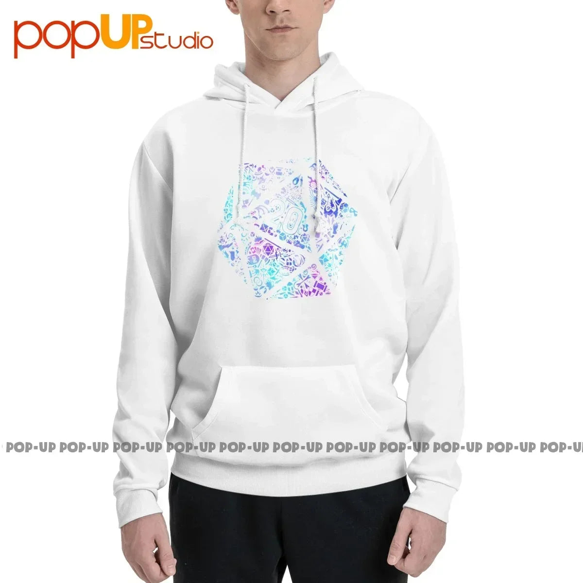Colorful Mosaic D20 Dnd Dungeon Dragon Hoodie Sweatshirts Hoodies Cool Retro Novelty Best Quality