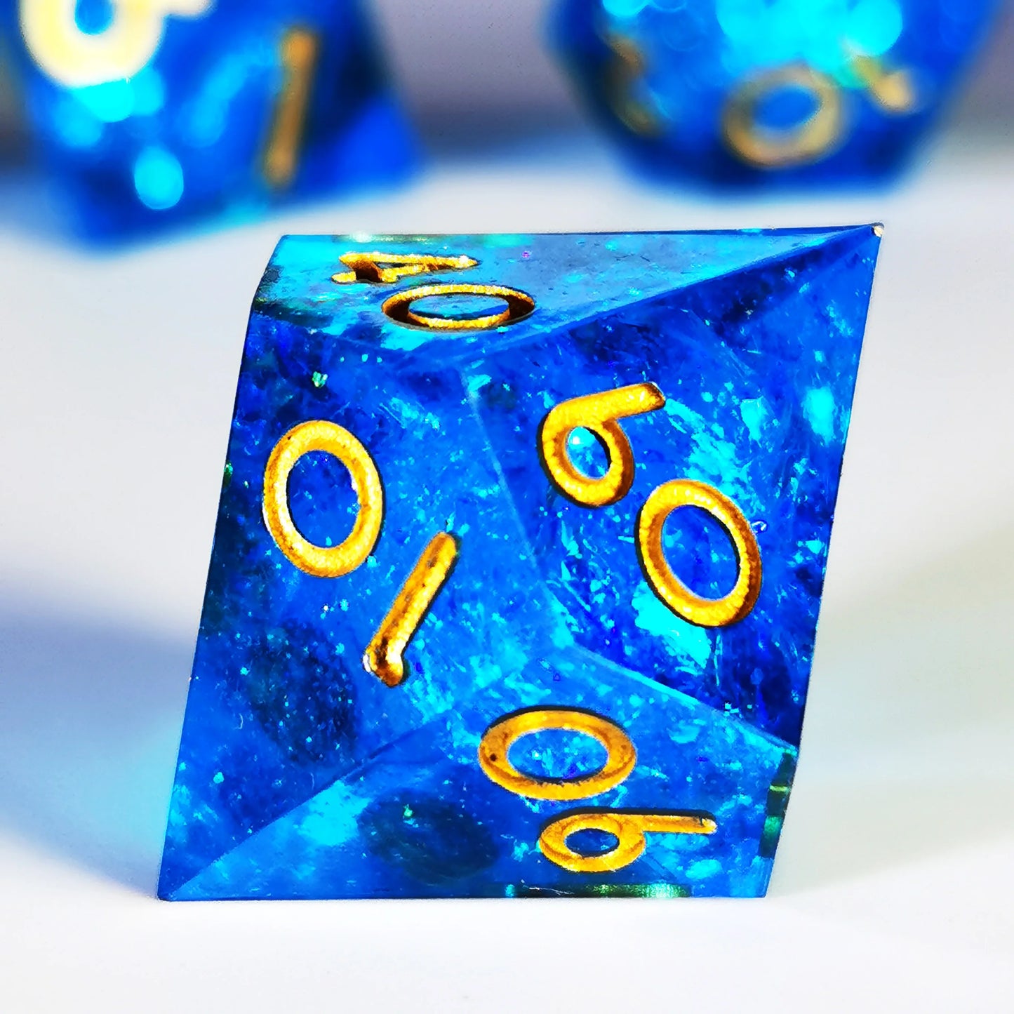 DnD Dice Set - 7 Piece Sharp Edge Resin Polyhedral Dice, Blue Design for Dungeons & Dragons, High-Quality RPG Gaming Dice