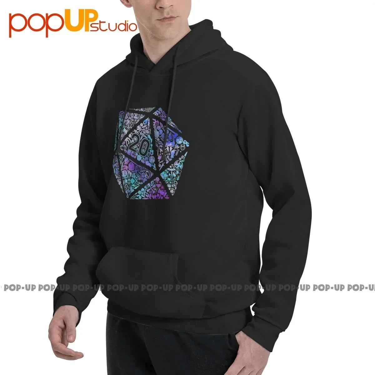 Colorful Mosaic D20 Dnd Dungeon Dragon Hoodie Sweatshirts Hoodies Cool Retro Novelty Best Quality